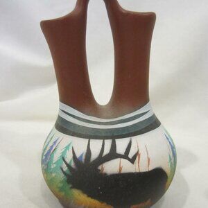 MESA VERDE Pueblo UTE NAVAJO moose traditional wedding pottery vase SIGNED